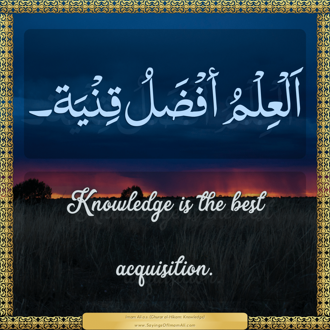 Knowledge is the best acquisition.